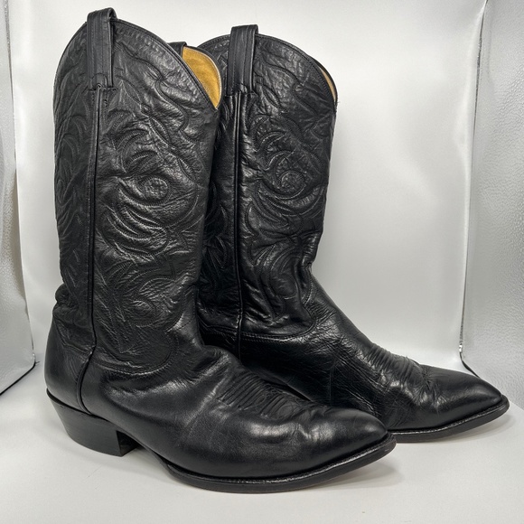 Men’s Sander’s Leather Black Cowboy Boots.  SZ: 9.5. - Picture 1 of 8